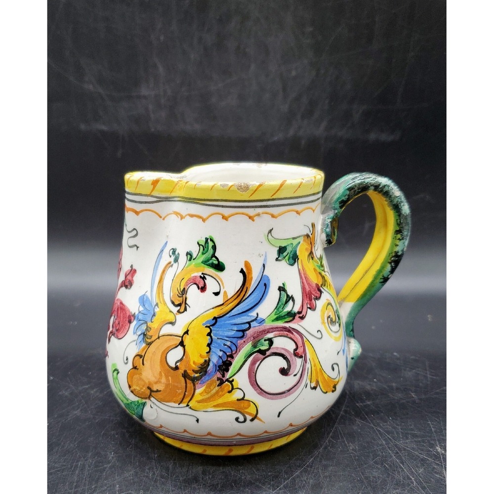 Vintage Assisi Italian Hand Painted Creamer Small‎ Art Pottery Pitcher Vase